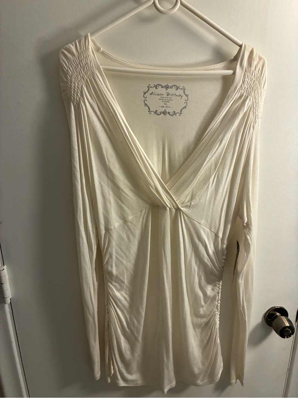 Allison Brittney Ivory Top Long Sleeve Top